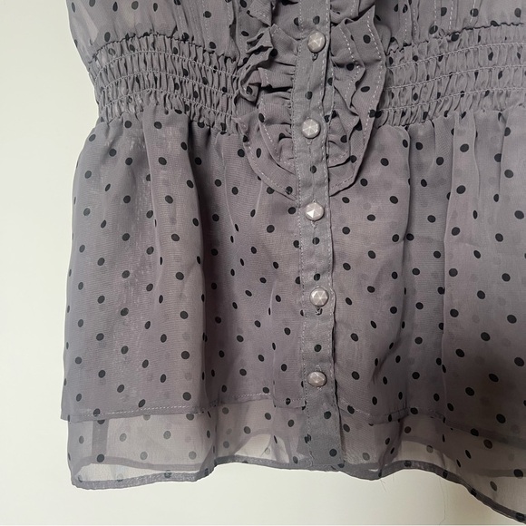 GUESS Sheer Black Polka Dot Top - Picture 4 of 9